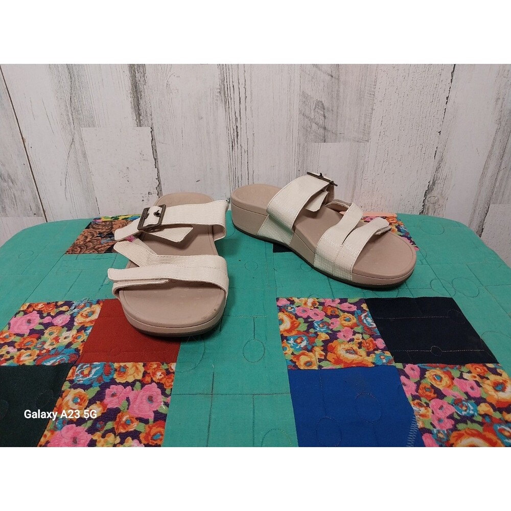 Vionic Rio Lizard Platform Slide Sandal Size 10 Tan Beige